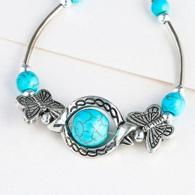 Jonc papillons en pierres de turquoise - Mes Bijoux En Pierres Naturelles