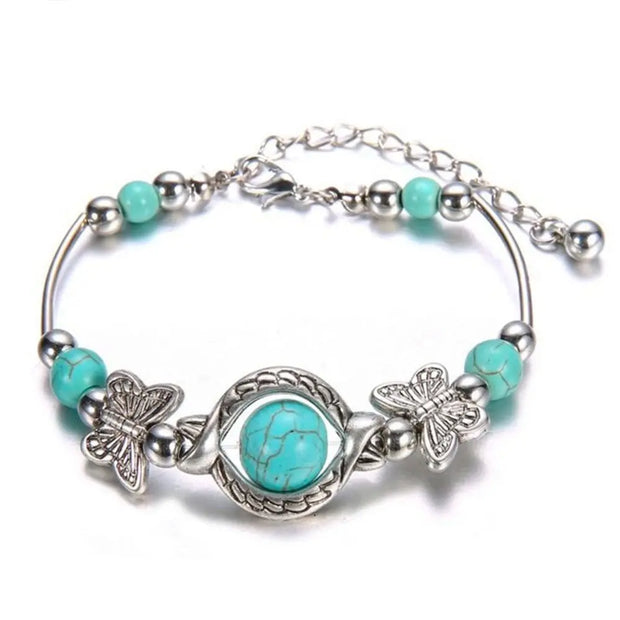 Jonc papillons en pierres de turquoise - Mes Bijoux En Pierres Naturelles