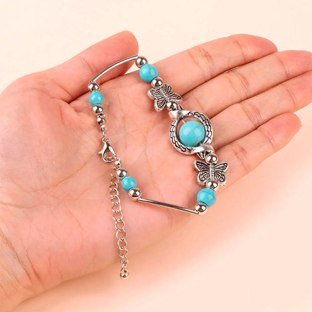 Jonc papillons en pierres de turquoise - Mes Bijoux En Pierres Naturelles