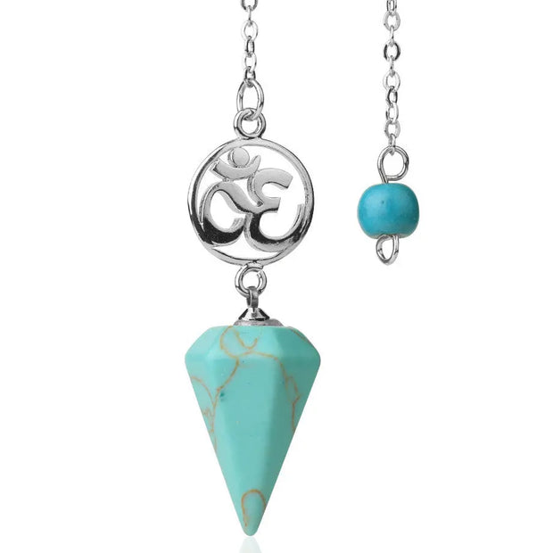 Bijou ésotérique en turquoise : pendule Aum - Mes Bijoux En Pierres Naturelles