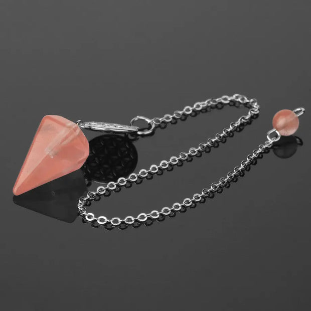 Bijou ésotérique en quartz cerise : pendule fleur de vie - Mes Bijoux En Pierres Naturelles