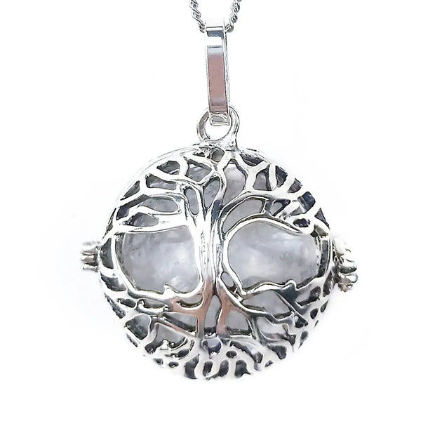 Pendentif arbre de vie en cristal de roche sur collier - Mes Bijoux En Pierres Naturelles