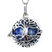 Pendentif arbre de vie en lapis lazuli avec perle - Mes Bijoux En Pierres Naturelles