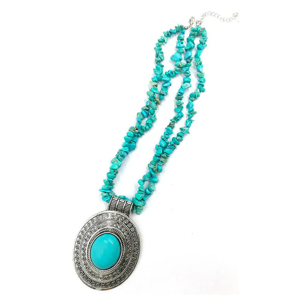 Amulette turquoise en collier pendentif - Mes Bijoux En Pierres Naturelles