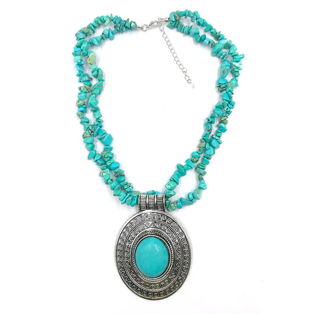 Amulette turquoise en collier pendentif - Mes Bijoux En Pierres Naturelles