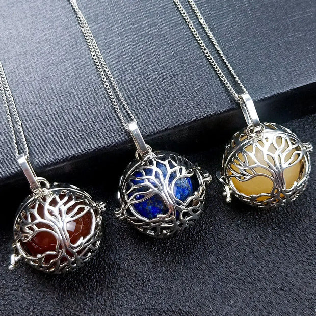 Pendentif arbre de vie en cristal de roche sur collier - Mes Bijoux En Pierres Naturelles