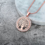 Pendentif arbre de vie en cristal et acier doré rose - Mes Bijoux En Pierres Naturelles