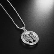 Collier en cristal et pendentif en forme d'arbre de vie argenté - Mes Bijoux En Pierres Naturelles