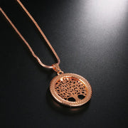 Pendentif arbre de vie en cristal et acier doré rose - Mes Bijoux En Pierres Naturelles