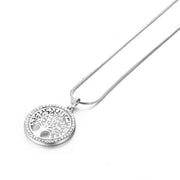 Collier en cristal et pendentif en forme d'arbre de vie argenté - Mes Bijoux En Pierres Naturelles