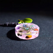 Pendentif cube de Métatron en orgonite et quartz rose - Mes Bijoux En Pierres Naturelles