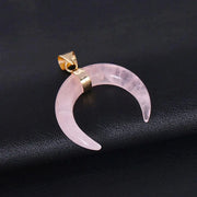 Pendentif collier quartz rose en forme de lune - Mes Bijoux En Pierres Naturelles
