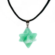 Sautoir pendentif aventurine verte Merkaba - Mes Bijoux En Pierres Naturelles