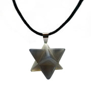 Collier étoile Merkaba en agate grise - Mes Bijoux En Pierres Naturelles