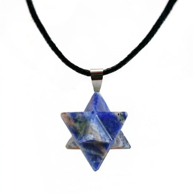 Pendentif en sodalite forme Merkaba pour collier - Mes Bijoux En Pierres Naturelles