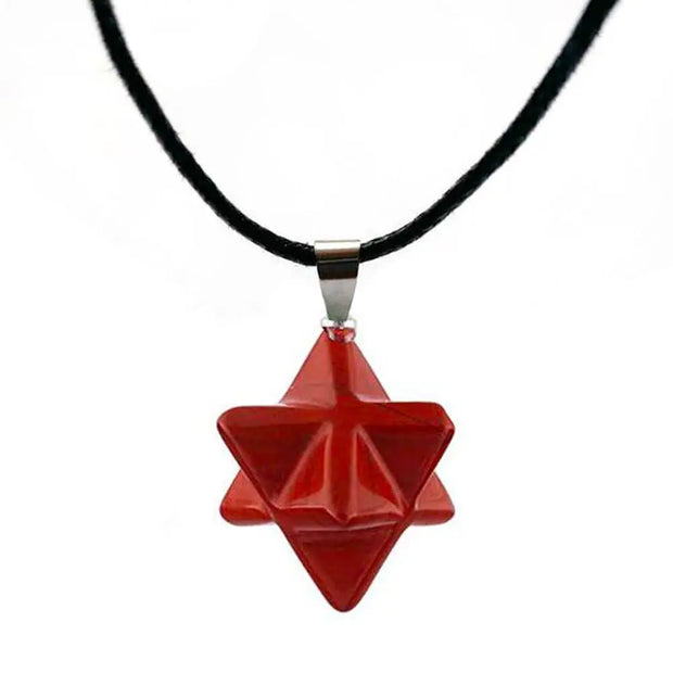 Pendentif en jaspe rouge Merkaba pour collier - Mes Bijoux En Pierres Naturelles