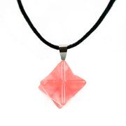 Pendentif amulette Merkaba en quartz rose foncé - Mes Bijoux En Pierres Naturelles