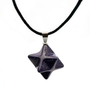 Pendentif Merkaba en pierre de sable bleu sur collier - Mes Bijoux En Pierres Naturelles
