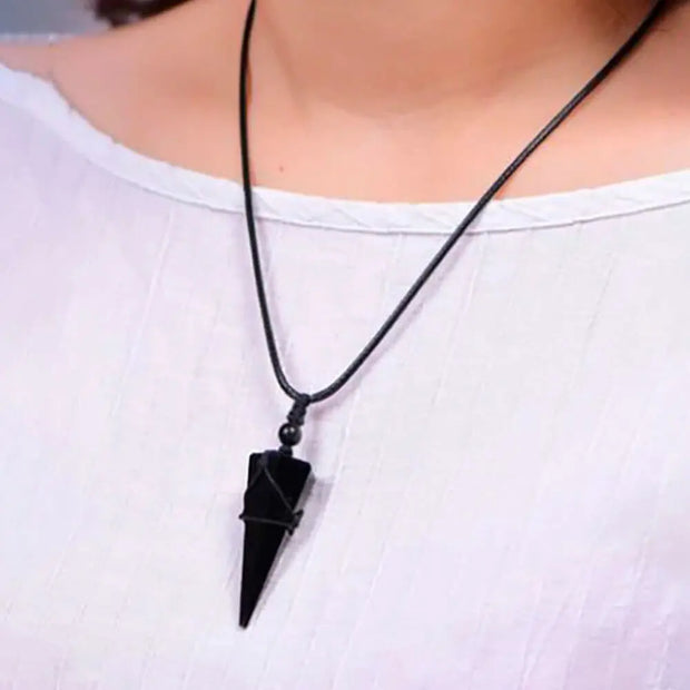 Pendentif en obsidienne noire - Collier pendule élégant - Mes Bijoux En Pierres Naturelles
