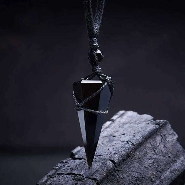 Pendentif en obsidienne noire - Collier pendule élégant - Mes Bijoux En Pierres Naturelles
