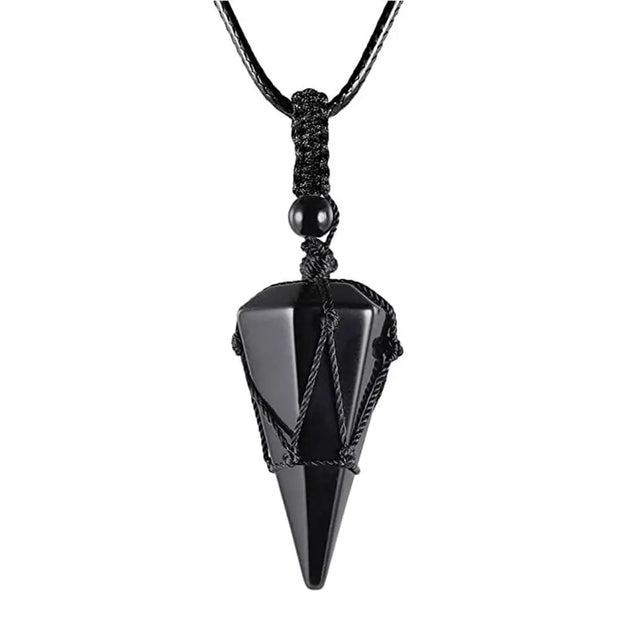 Pendentif en obsidienne noire - Collier pendule élégant - Mes Bijoux En Pierres Naturelles
