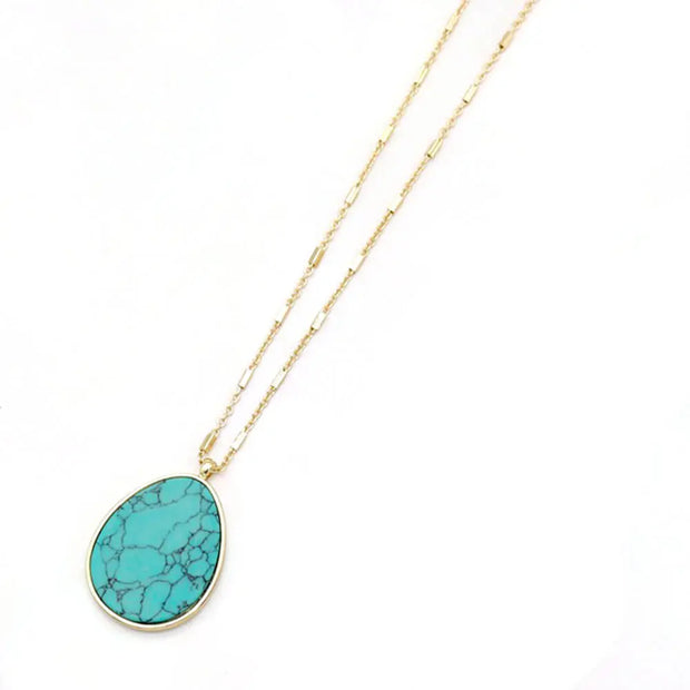 Amulette pendentif en turquoise et or - Mes Bijoux En Pierres Naturelles
