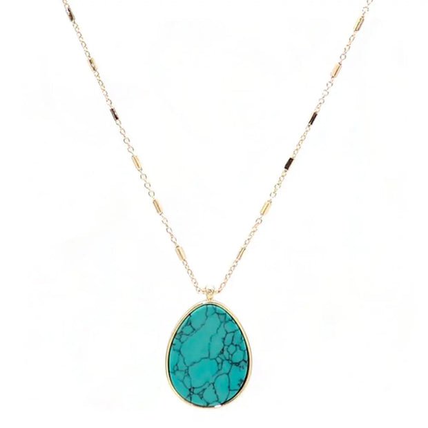 Amulette pendentif en turquoise et or - Mes Bijoux En Pierres Naturelles