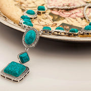 Amulette pendentif carrée en turquoise - Mes Bijoux En Pierres Naturelles