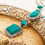 Amulette pendentif carrée en turquoise - Mes Bijoux En Pierres Naturelles