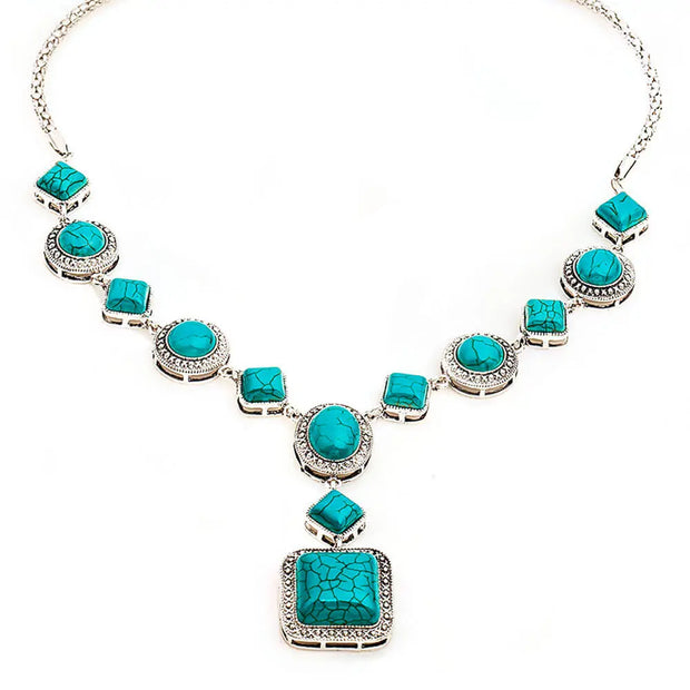 Amulette pendentif carrée en turquoise - Mes Bijoux En Pierres Naturelles
