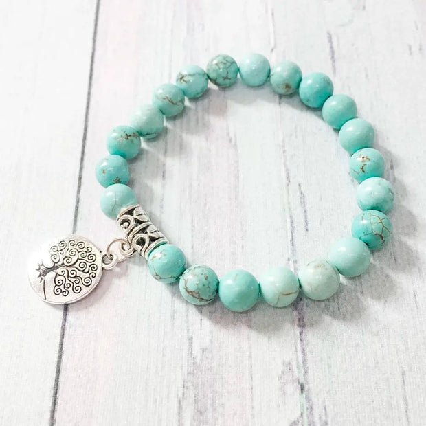 Bijou spirituel en turquoise : Mala arbre de vie - Mes Bijoux En Pierres Naturelles