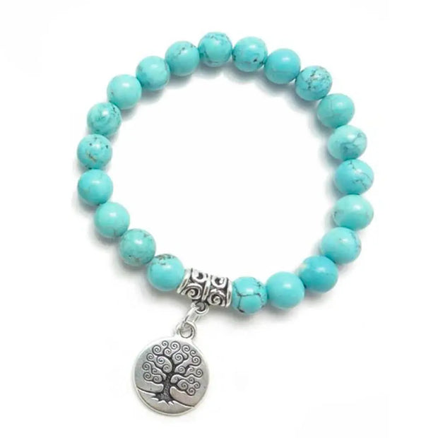 Bijou spirituel en turquoise : Mala arbre de vie - Mes Bijoux En Pierres Naturelles