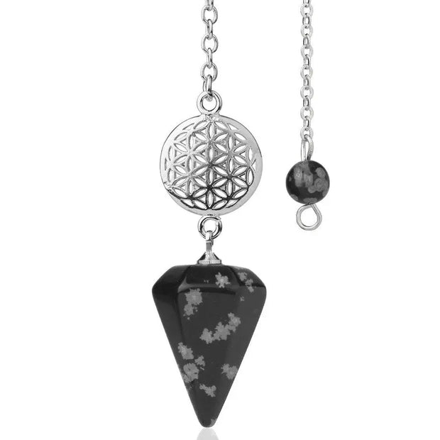 Pendentif en obsidienne neige pour divination - Mes Bijoux En Pierres Naturelles