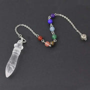 Cristal de roche : pendentif divinatoire chakras égyptiens - Mes Bijoux En Pierres Naturelles