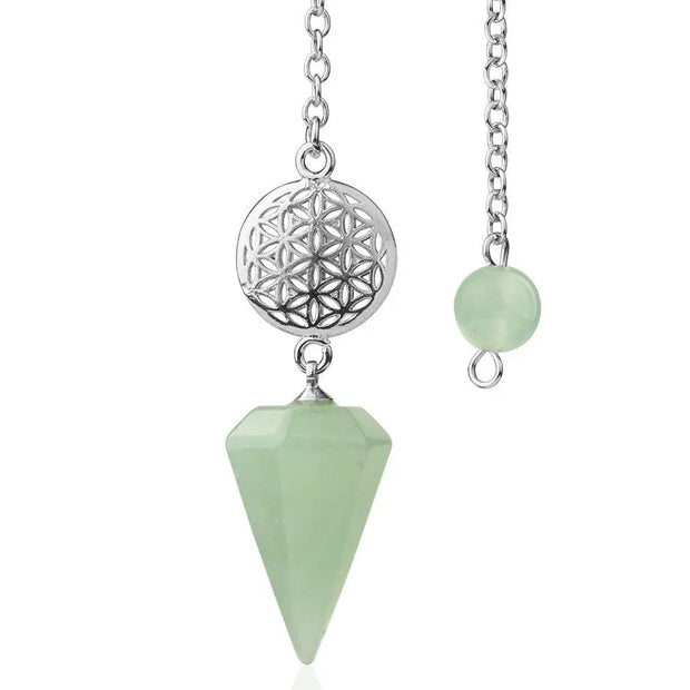 Amulette aventurine verte motif fleur de vie - Mes Bijoux En Pierres Naturelles