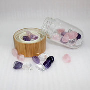 Élixir en flacon avec cristaux d'améthyste et quartz rose - Mes Bijoux En Pierres Naturelles