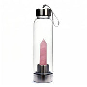 Bouteille ornée de minéraux en quartz rose - Mes Bijoux En Pierres Naturelles