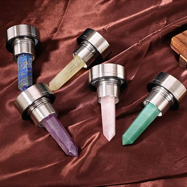 Bouteille ornée de minéraux en quartz rose - Mes Bijoux En Pierres Naturelles