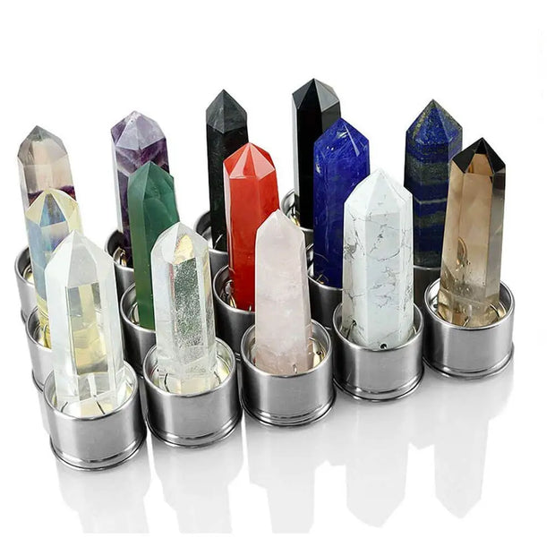 Bouteille ornée de minéraux en quartz rose - Mes Bijoux En Pierres Naturelles