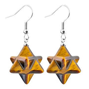 Créoles Merkaba en pierre œil de tigre - Mes Bijoux En Pierres Naturelles