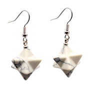 Créoles Merkaba en turquoises blanches - Mes Bijoux En Pierres Naturelles