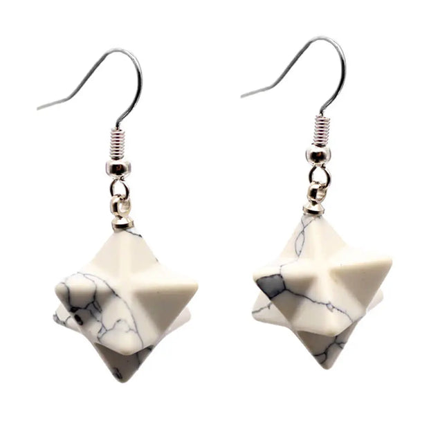 Créoles Merkaba en turquoises blanches - Mes Bijoux En Pierres Naturelles