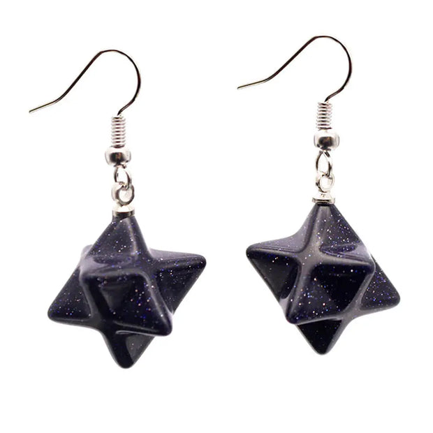 Pendantes Merkaba en pierre de sable bleu - Mes Bijoux En Pierres Naturelles
