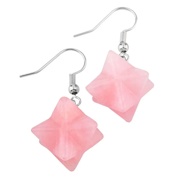 Pendants en quartz rose Merkaba - Mes Bijoux En Pierres Naturelles