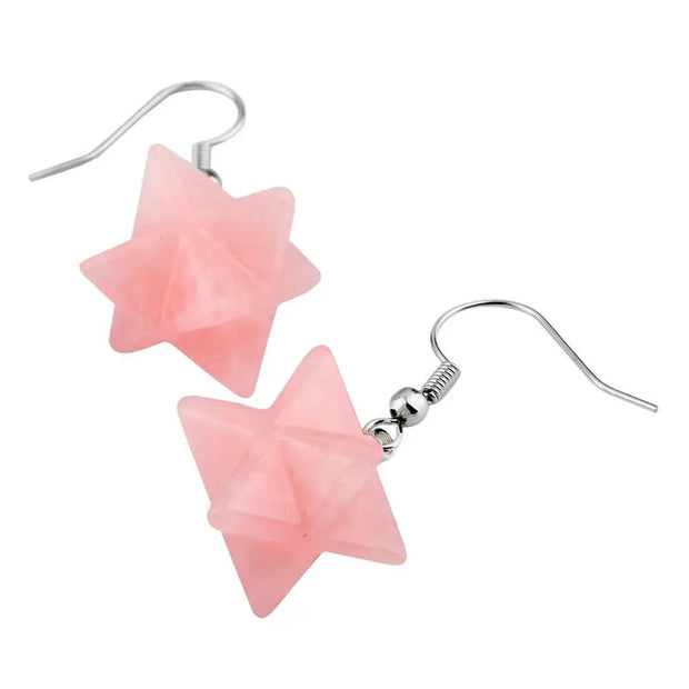 Pendants en quartz rose Merkaba - Mes Bijoux En Pierres Naturelles