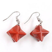Pendants d'oreilles Merkaba en jaspe rouge - Mes Bijoux En Pierres Naturelles