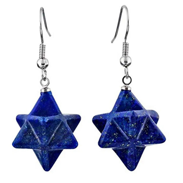 Créoles Merkaba en lapis lazuli - Mes Bijoux En Pierres Naturelles