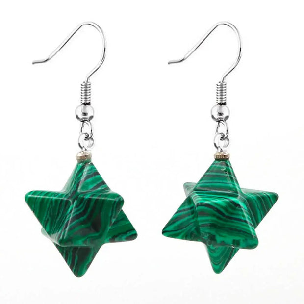 Pendantes Merkaba en malachite - Mes Bijoux En Pierres Naturelles