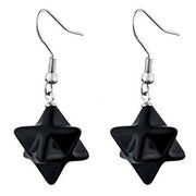 Créoles en obsidienne noire Merkaba - Mes Bijoux En Pierres Naturelles