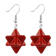Pendants d'oreilles Merkaba en jaspe rouge - Mes Bijoux En Pierres Naturelles